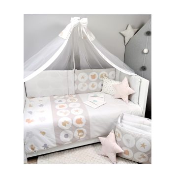 Baby Star Σετ προίκας κρεβατιού Κύκλοι Μπεζ 3τμχ